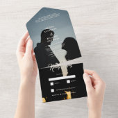 Romantic Calligraphy Monogram Photo Weddenschap All In One Uitnodiging (Afscheurbaar)