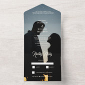 Romantic Calligraphy Monogram Photo Weddenschap All In One Uitnodiging (Binnen)