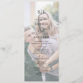 Romantic Calligraphy Monogram Photo Weddenschap Programma (Voorkant)