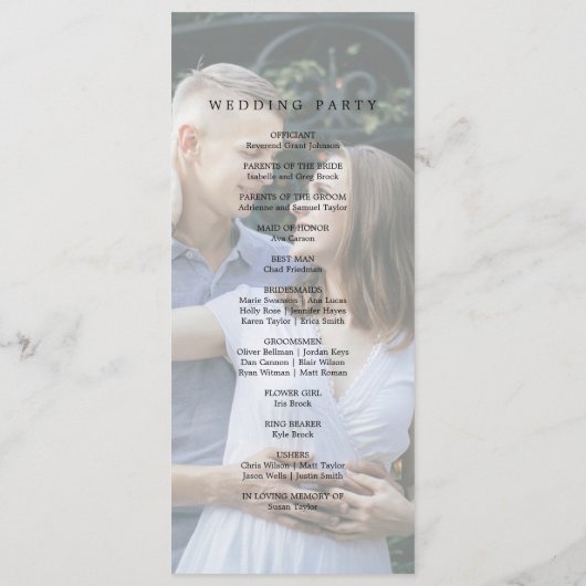 Romantic Calligraphy Monogram Photo Weddenschap Programma (Achterkant)