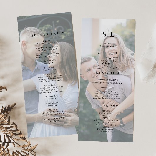 Romantic Calligraphy Monogram Photo Weddenschap Programma