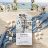 Romantic Calligraphy Monogram Photo Wedding  All In One Uitnodiging