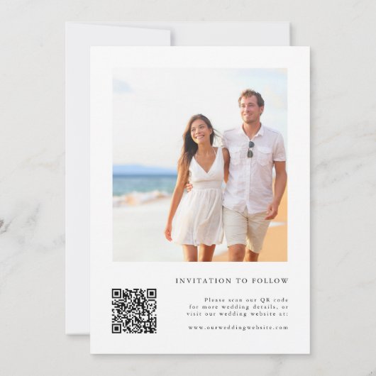 Romantic Calligraphy QR Code Photo Save The Date (Achterkant)