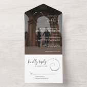 Romantic Calligraphy Script Modern Photo Wedding All In One Uitnodiging (Binnen)