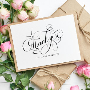 Romantic Calligraphy Script Weddenschap Hartelijk  Bedankkaart
