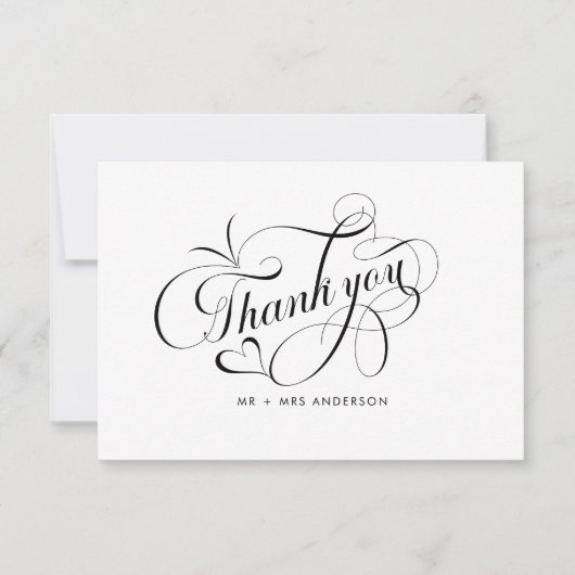 Romantic Calligraphy Script Weddenschap Hartelijk  Bedankkaart (Voorkant)