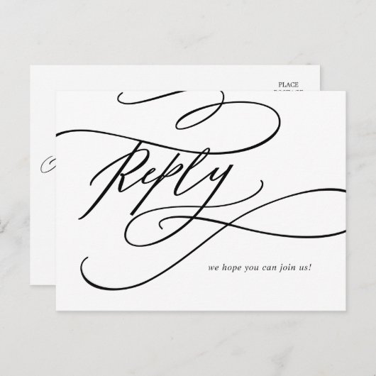 Romantic Calligraphy Song Request RSVP Briefkaart (Voorkant / Achterkant)