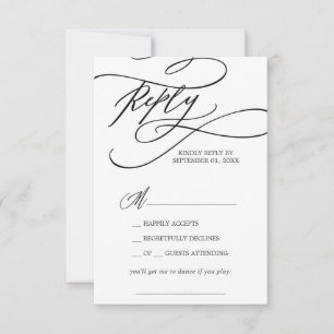 Romantic Calligraphy Song Request RSVP Card Kaartje