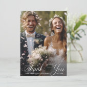 Romantic Calligraphy Wedding 2 Photo Bedankkaart (Staand voorkant)