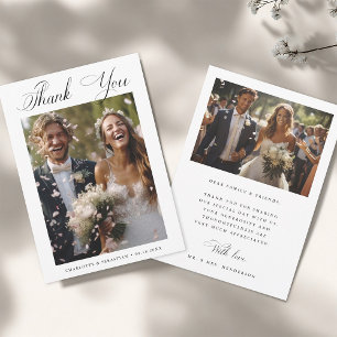 Romantic Calligraphy Wedding 2 Photo Bedankkaart
