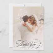 Romantic Calligraphy Wedding 2 Photo Bedankkaart (Voorkant)