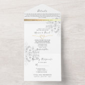 Romantic Calligraphy Wedding All In One Uitnodiging (Binnen)