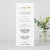 Romantic Calligraphy Wedding Menu | 4 x 9 | Goud (Staand voorkant)