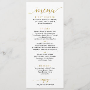 Romantic Calligraphy Wedding Menu   4 x 9   Goud