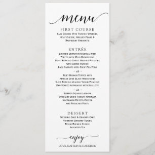 Romantic Calligraphy Wedding Menu   4 x 9   Zwart