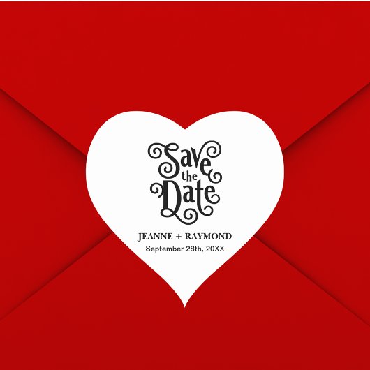 Romantic Calligraphy Wedding Save the Date Hart Sticker