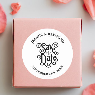 Romantic Calligraphy Wedding Save the Date Ronde Sticker