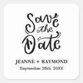 Romantic Calligraphy Wedding Save the Date Vierkante Sticker (Voorkant)