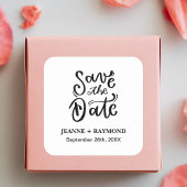 Romantic Calligraphy Wedding Save the Date Vierkante Sticker
