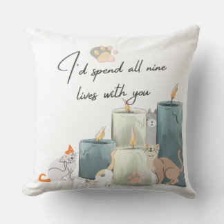 "Romantic Cat-Themed Decorative Pillow Design" Kussen