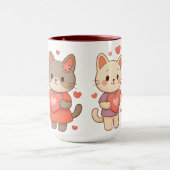 Romantic Cats Heart Ceramic Mug (Centre)