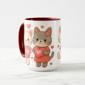 Romantic Cats Heart Ceramic Mug (Devant gauche)