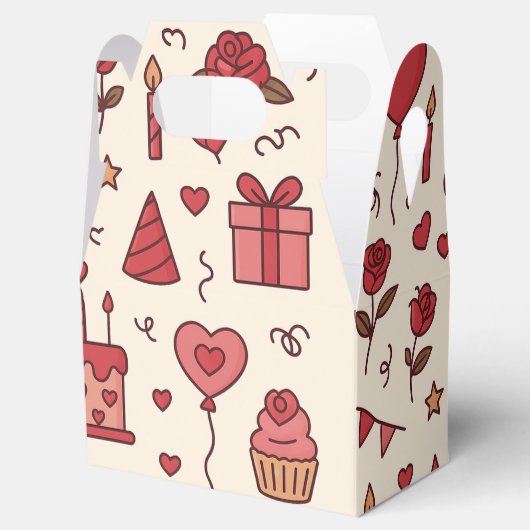 Romantic Celebration Doodle Pattern Bedankdoosjes (Geopend)