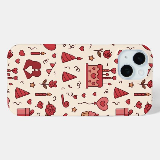 Romantic Celebration Doodle Pattern Case-Mate iPhone Case (Achterkant (horizontaal))