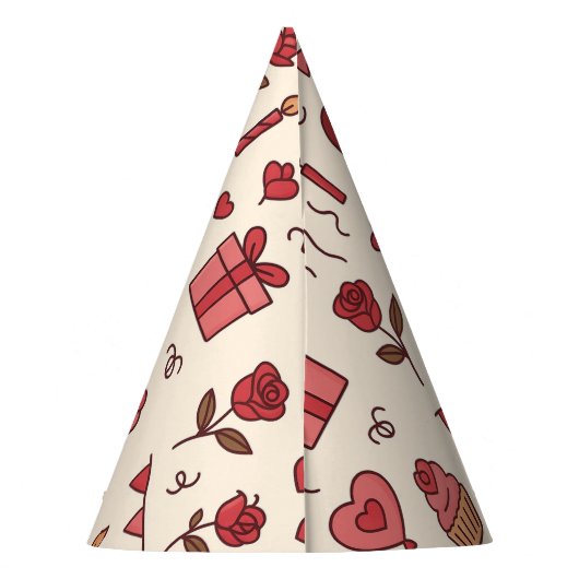 Romantic Celebration Doodle Pattern Feesthoedjes (Achterkant)