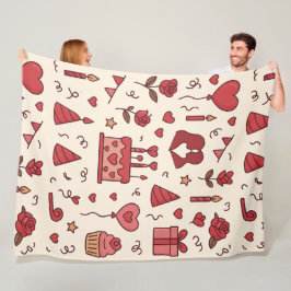 Romantic Celebration Doodle Pattern Fleece Deken