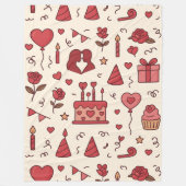 Romantic Celebration Doodle Pattern Fleece Deken (Voorkant)
