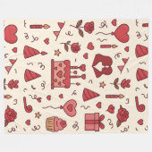 Romantic Celebration Doodle Pattern Fleece Deken (Voorkant (Horizontaal))