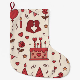 Romantic Celebration Doodle Pattern Grote Kerstsok