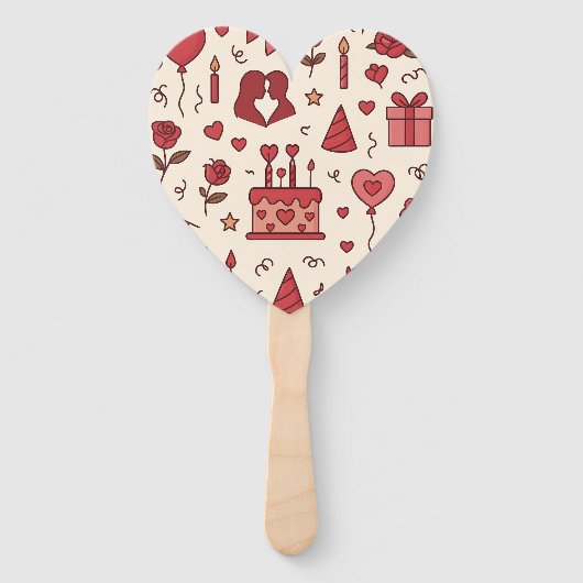 Romantic Celebration Doodle Pattern Handwaaier (Voorkant)