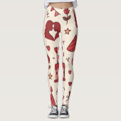 Romantic Celebration Doodle Pattern Leggings (Voorkant)