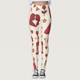 Romantic Celebration Doodle Pattern Leggings