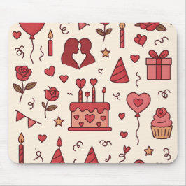 Romantic Celebration Doodle Pattern Muismat