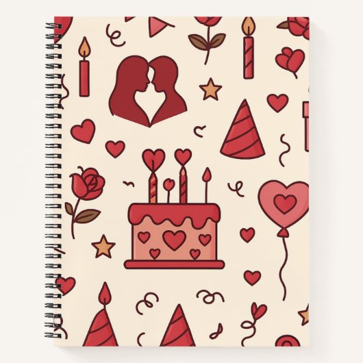 Romantic Celebration Doodle Pattern Notitieboek (Voorkant)