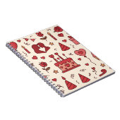 Romantic Celebration Doodle Pattern Notitieboek (Rechterzijde)