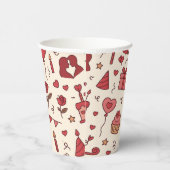 Romantic Celebration Doodle Pattern Papieren Bekers (Rechts)