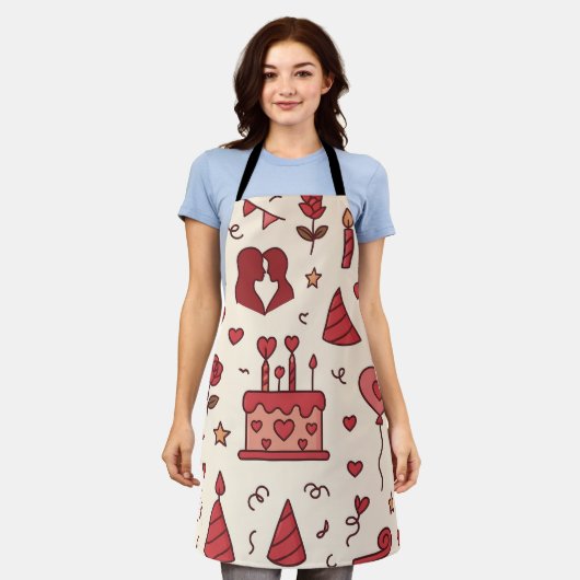 Romantic Celebration Doodle Pattern Schort (Gedragen)