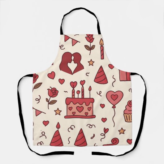 Romantic Celebration Doodle Pattern Schort (Voorkant)