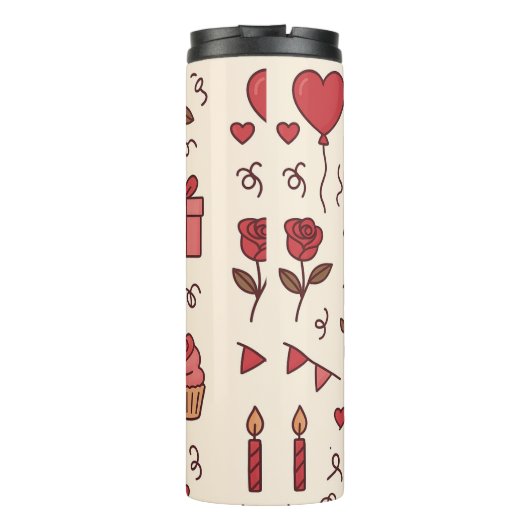 Romantic Celebration Doodle Pattern Thermosbeker (Achterkant)