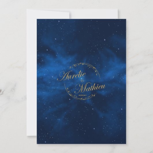 Romantic Celestial Modern Blue Night Sky Save The Date (Achterkant)