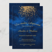 Romantic Celestial Modern Blue Night Sky Save The Date (Voorkant / Achterkant)
