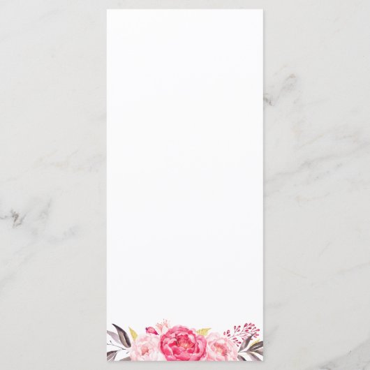 Romantic Chic Floral Mariage Menu Modèle (Dos)