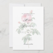 Romantic Chic French Rose Botanical Wedding Kaart (Voorkant)