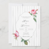 Romantic Chic French Rose Botanical Wedding Kaart (Voorkant)