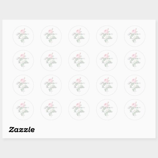 Romantic Chic French Rose Botanical Wedding Ronde Sticker (Vel)