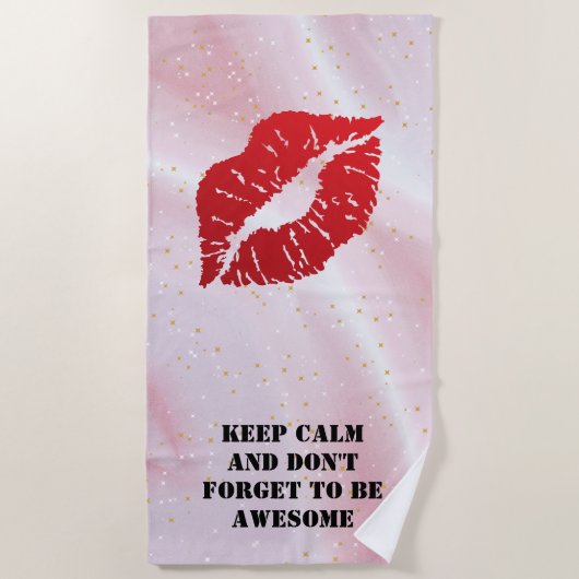 Romantic chic luxe red lips strandlaken (Voorkant)